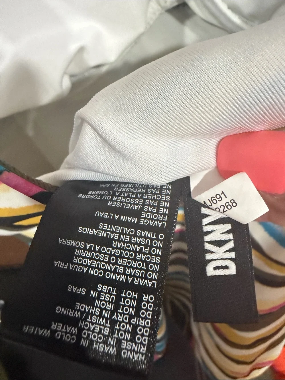DKNY Multicolor Striped One-Piece Swimsuit ruffled v-neckline. Tummy control.8 - Picture 8 of 12